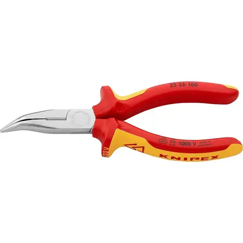 Cleste cu cioc indoit, manere izolate la 1000 V, KNIPEX, 160 mm