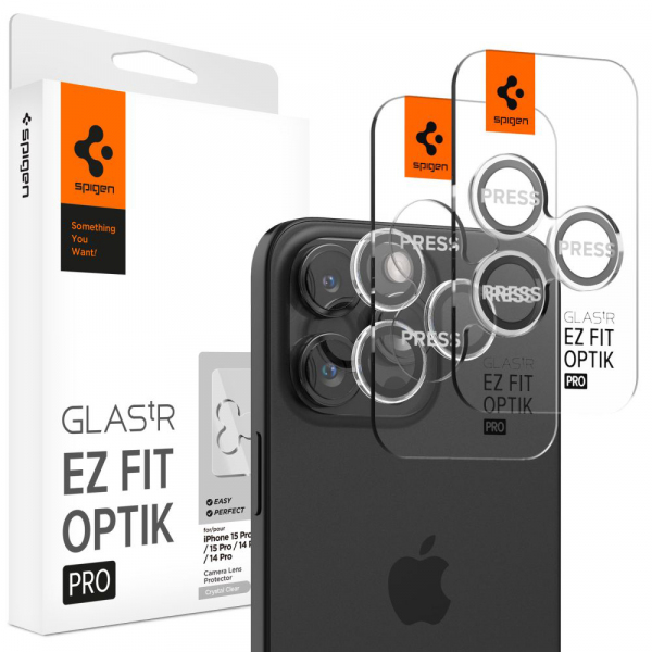 Folie de protectie Camera Spate Spigen GlastR EZ FIT Optik Pro pentru Apple iPhone 17 Pro Max / 17 Pro, Sticla Securizata, Set 2 bucati, Transparenta