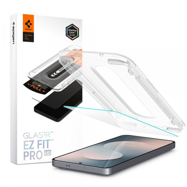 Folie de protectie Ecran Spigen GlastR EZ FIT Pro HD pentru Samsung Galaxy S25 FE, Sticla Securizata, Full Glue AGL10203