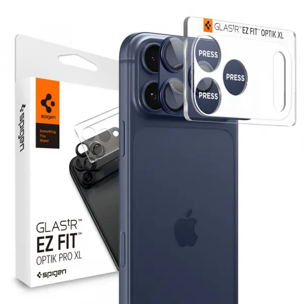 Folie de protectie Camera Spate Spigen GlastR EZ FIT Optik Pro XL pentru Apple iPhone 17 Pro, Sticla Securizata, Albastra AGL10646