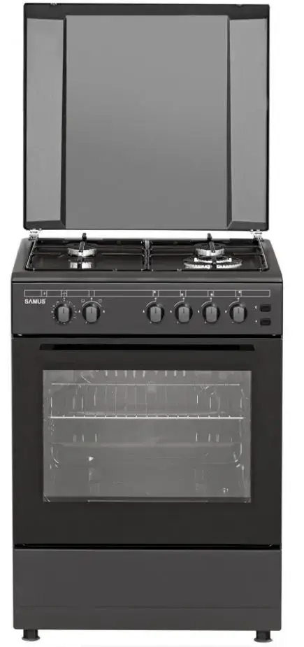Aragaz Samus SM667APGS ANTHRACIT, Gaz, 4 Arzatoare, Arzator Wok, 56 L, 60 cm (Antracit)