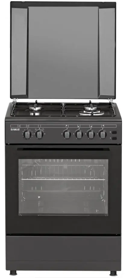 Aragaz Samus SM667APGS ANTHRACIT, Gaz, 4 Arzatoare, Arzator Wok, 56 L, 60 cm (Antracit)