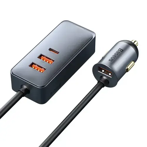 Incarcator auto, Baseus Share Together, 3x USB, 1 x USB-C, 120W, PPS Quick Charge Delivery, Gri