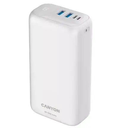 Acumulator Extern Canyon PB301B, 30000 mAh, 2x USB-A, 1x USB Type-C, PD, Quick-Charge, 20W (Alb)