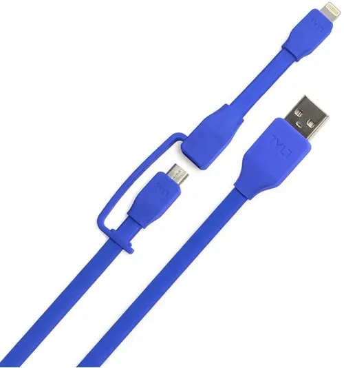 Cablu de date Tylt Duo, Lightning/MicroUSB, 0.3m (Albastru)