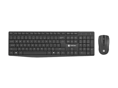 Kit tastatura si mouse Natec Squid Wireless, USB, 1600 dpi,  Negru