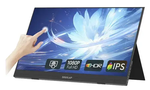 Monitor Portabil IPS LED Zeuslap 15.6inch  AT156, Full HD (1920 x 1080), Mini HDMI, USB-C (Negru)