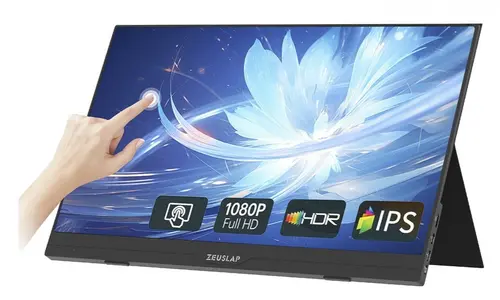 Monitor Portabil IPS LED Zeuslap 15.6inch  AT156, Full HD (1920 x 1080), Mini HDMI, USB-C (Negru)
