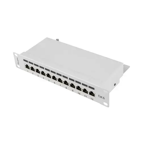 Panou de conexiuni , Lanberg , cat. 5e 12 Porturi 1U , 10'' , gri