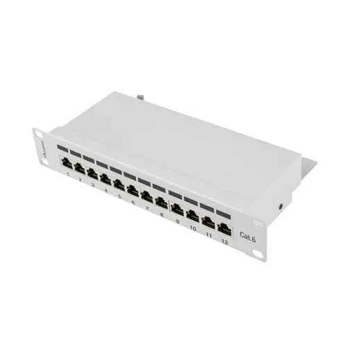 Panou de conexiuni , Lanberg , cat. 5e 12 Porturi 1U , 10'' , gri