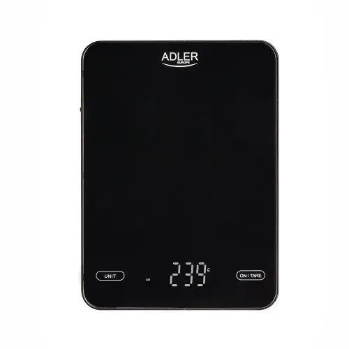 Cantar de bucatarie Adler AD 3177b, max 10 kg, Diviziune 1 g, Display LED, USB Type-C (Negru)