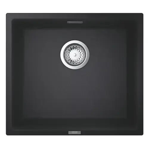 Chiuveta compozit Grohe K700U 31653AP0, 457x406 mm, montare sub blat, evacuare manuala, Kit montaj si evacuare inclus, Negru granit