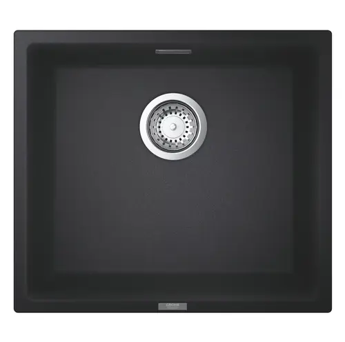 Chiuveta compozit Grohe K700U 31653AP0, 457x406 mm, montare sub blat, evacuare manuala, Kit montaj si evacuare inclus, Negru granit