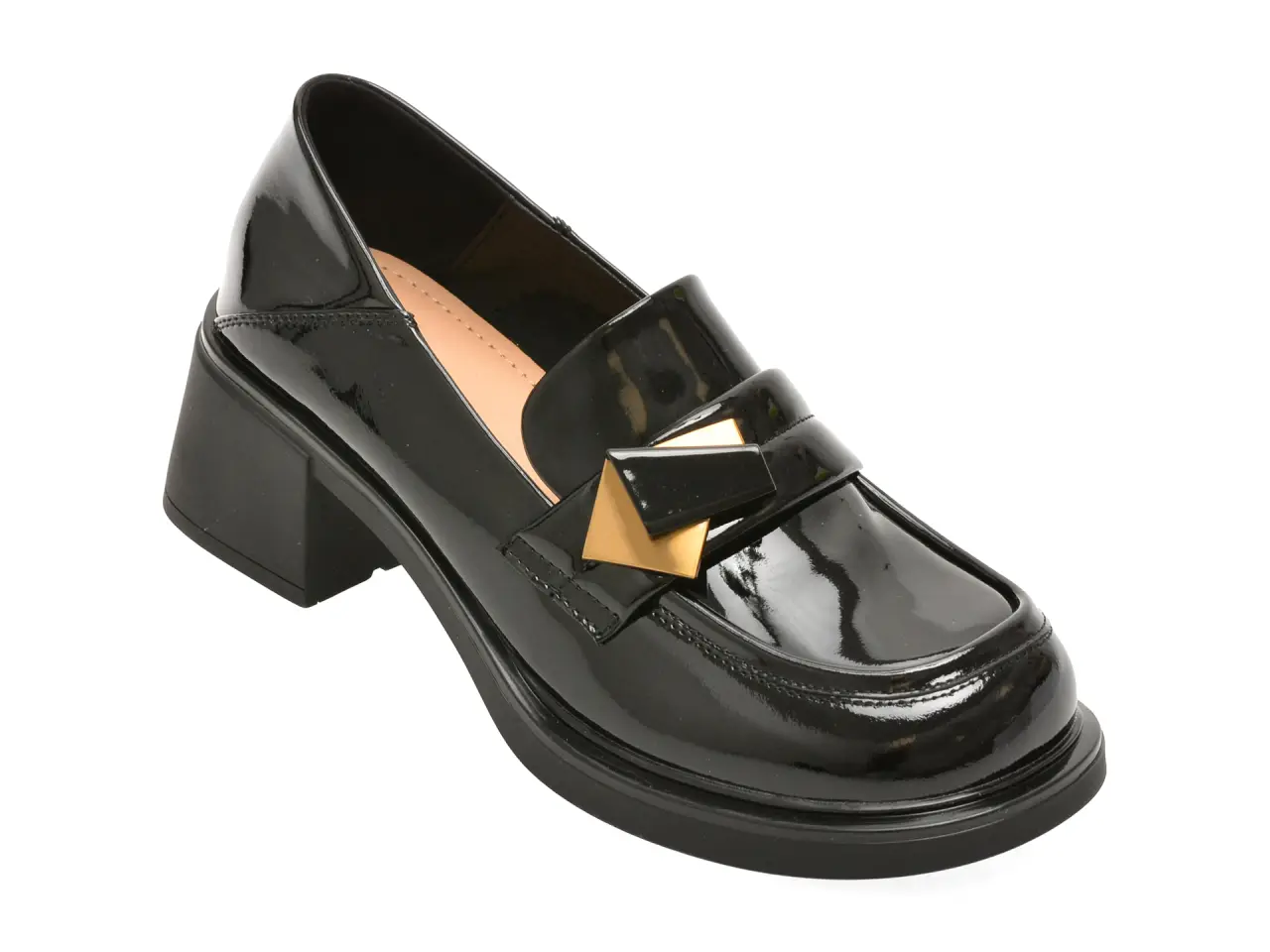 Mocasini PASS COLLECTION negri, M440001, din piele naturala lacuita