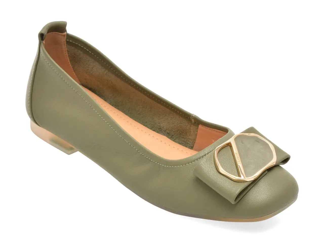 Balerini PASS COLLECTION kaki, M460011, din piele naturala