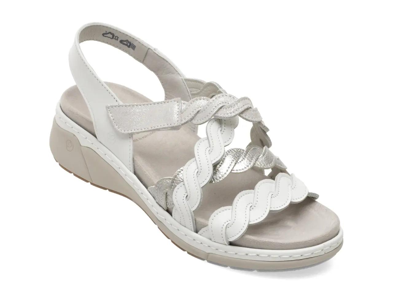 Sandale SUAVE albe, 18005, din piele naturala