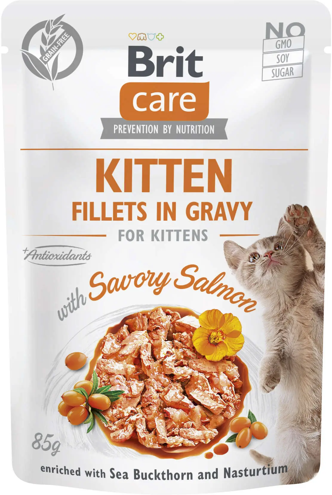 BRIT CARE Plic pentru KITTEN, File de somon în sos 85g