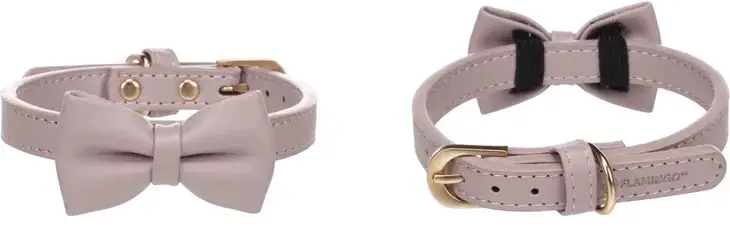 FLAMINGO Zgardă pentru câini, cu fundiţă Nela, imitaţie piele, violet