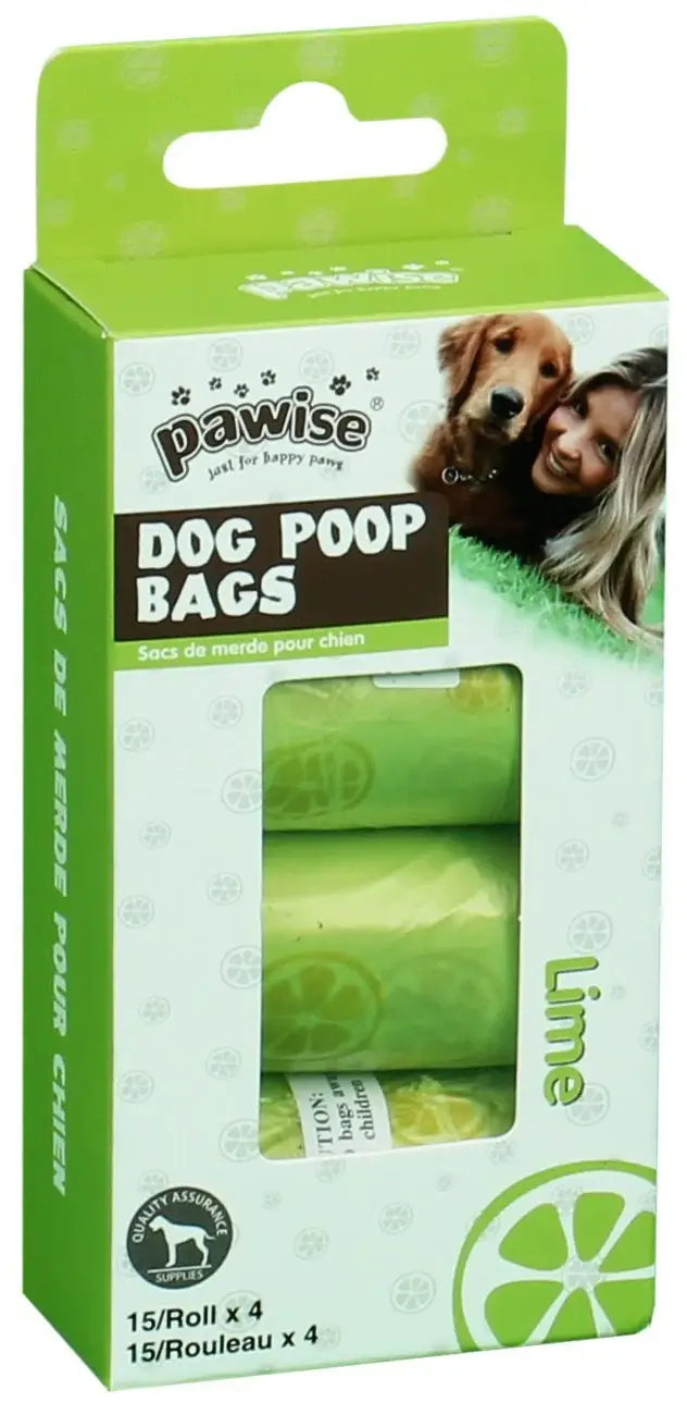 PAWISE Saci igienici pentru colectare excremente 15x32x19cm, Lime