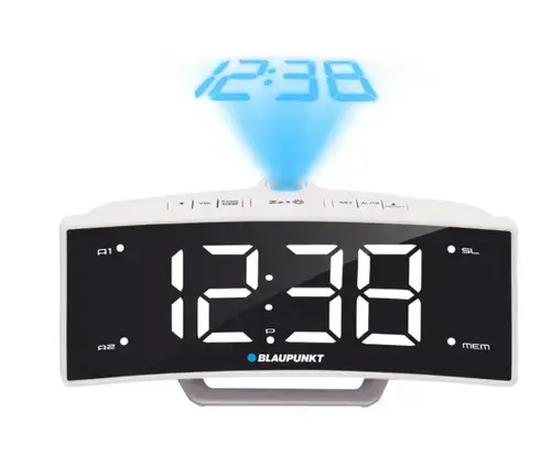 Radio cu ceas Blaupunkt CRP7WH, Proiector, USB (Alb)