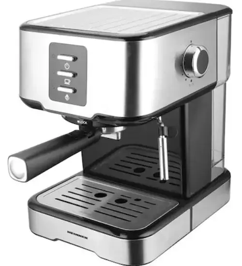Espressor manual Heinner Brassile HEM-850IXBK, 850 W, 15 Bari, 1.5 L (Negru/Argintiu)