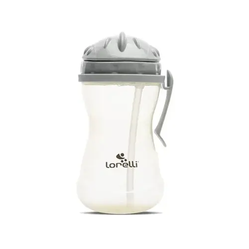 Biberon sport cu clips lateral Lorelli Grey Yellow, cu pai moale si flexibil, capac de protectie rotativ, 360 ml