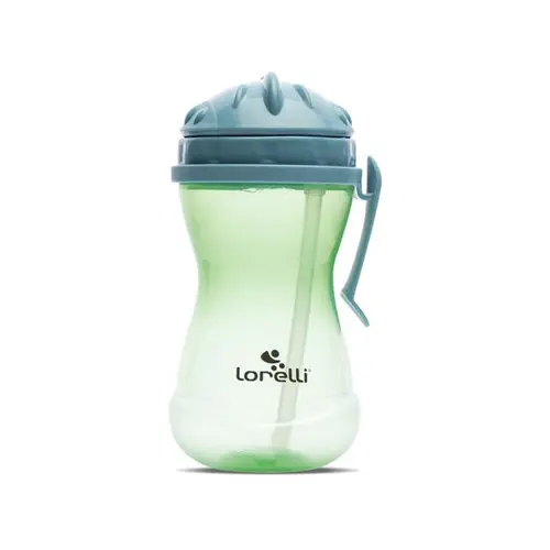 Biberon sport cu clips lateral Lorelli Blue Green, cu pai moale si flexibil, capac de protectie rotativ, 360 ml