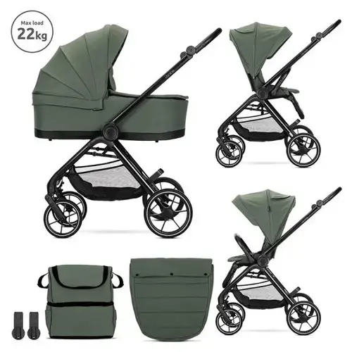 Carucior 2 in 1 Lorelli Venice, cadru din aluminiu, sezut reversibil, pana la 22 kg, Verde