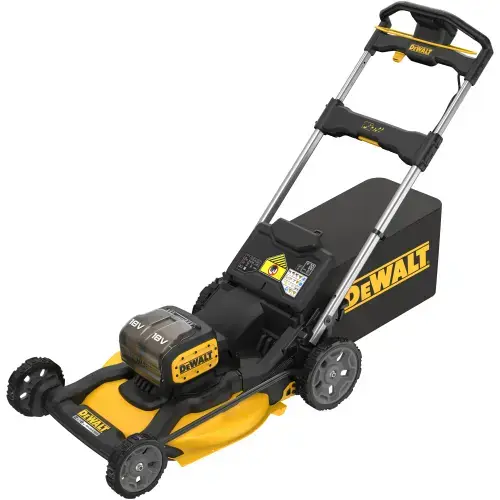 Masina de tuns gazon/iarba pe acumulator DeWALT DCMWP134N, 2 x 18V XR, motor fara perii, latime taiere 53 cm, inaltime taiere 25-102 mm, 6 trepte de taiere, 2 lame, functie 3 in 1, cos colector 67 L, include: incarcator + 2 acumulatori 18V 8.0 Ah