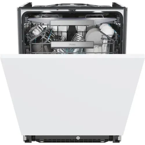 Masina de spalat vase incorporabila Haier I-Pro Shine Series 6 XS 4A4M3PB, 14 seturi, 10 programe, Clasa A, Motor Inverter, Wi-Fi, AI program, H-arm spray, Maxi Tub, Automatic open door, Power Wash, Total Water block, Sliding door, 60 cm (Alb)