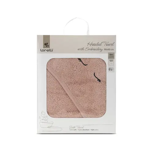 Prosop de baie cu gluga si broderie Lorelli Smoke Rose, 90 x 90 cm, 0 luni+, bumbac