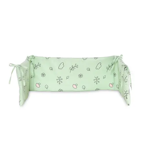 Protectie laterala pat Lorelli Lamb Green, 140x27 cm, bumbac ranforce
