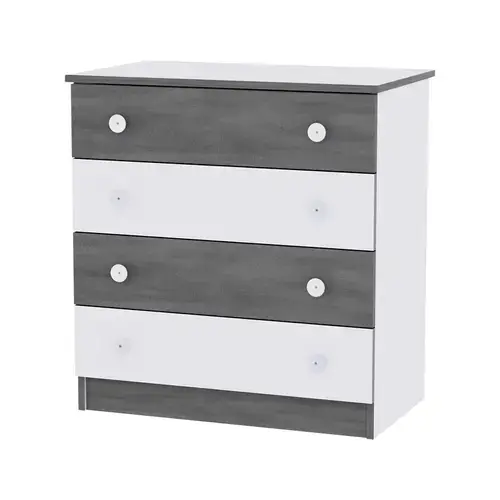 Comoda lemn Lorelli White Vintage Grey, 81x50x86 cm, 4 sertare