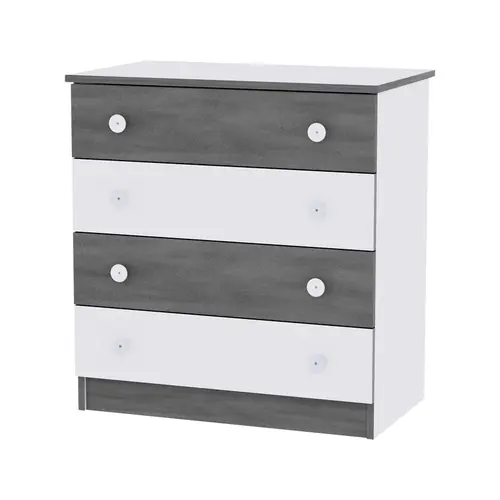 Comoda lemn Lorelli White Vintage Grey, 81x50x86 cm, 4 sertare