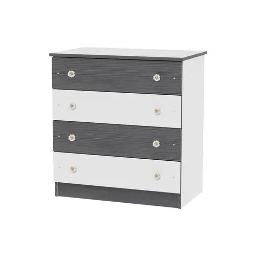 Comoda lemn Lorelli White Graphite, 81x50x86 cm, 4 sertare