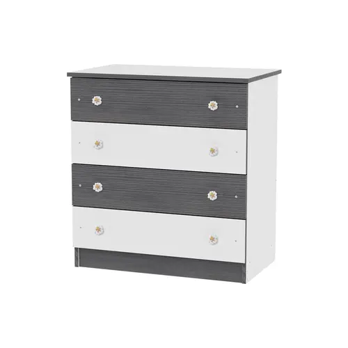 Comoda lemn Lorelli White Graphite, 81x50x86 cm, 4 sertare