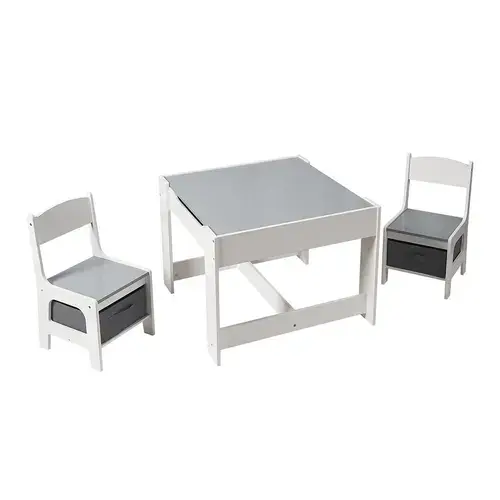 Set masuta si 2 scaune U-Grow UGMS-5601-GR, MDF, Alb