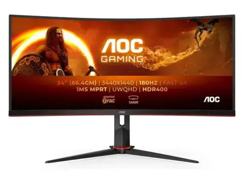Monitor Gaming VA LED AOC 34inch CU34G2XP/BK, UWQHD (3440x1440), HDMI, DisplayPort, Ecran curbat, 180 Hz, 1 ms (Negru)
