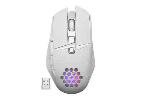 Mouse Gaming Defender Glory GM-514, Wireless 2.4GHz, iluminare, 1200/2400/3200 dpi (Alb)