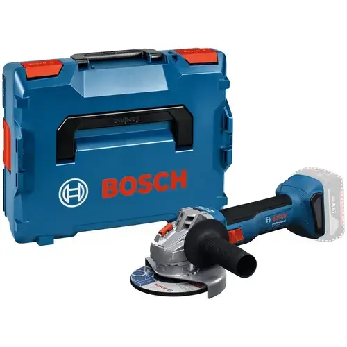 Polizor unghiular cu acumulator Bosch Professional GWS 18V-8, 18 V, 11.000 RPM, 125 mm diametru disc, cheie pentru splinturi, flansa de prindere, maner suplimentar, piulita de strangere, aparatoare de protectie, cutie L-Boxx, fara acumulator/incarcator