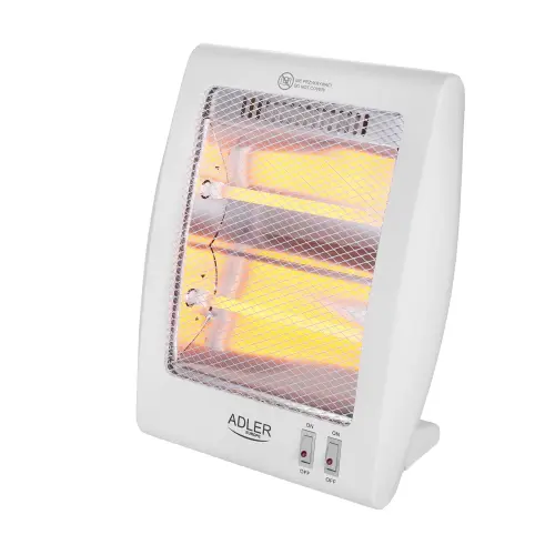 Radiator Cu Halogen Adler AD7709, 800W, 2 Trepte De Putere, Senzori De Supraincalzire, Deconectare Automata In Caz De Rasturnare (Alb)