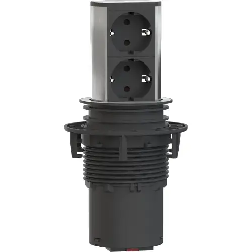 Multipriza incorporabila Bachmann Elevator 2xSchuko, 2 prize, cordon 2 m + fisa Schuko montabila, Negru