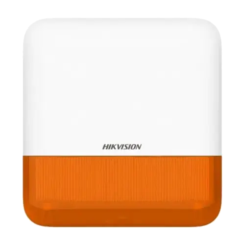 Sirene de exterior wireless AXPRO Hikvision DS-PS1-E-WE(Orange Indicator), frecventa de operare: 868 MHz, comunicare bidirectionala Tri-X wireless protocol, distanta de comunica RF: 1600metri, criptare: AES-128