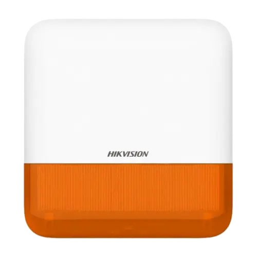 Sirene de exterior wireless AXPRO Hikvision DS-PS1-E-WE(Orange Indicator), frecventa de operare: 868 MHz, comunicare bidirectionala Tri-X wireless protocol, distanta de comunica RF: 1600metri, criptare: AES-128