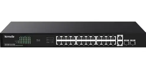 Switch Tenda TEG1128P-24-410W, 26 porturi (24 PoE)