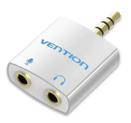 Adaptor audio Vention BDBW0, 3.5 mm jack male - 2 x 3.5 mm jack female, Alb