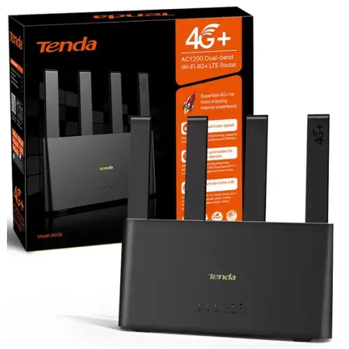 Router Wireless Tenda 4G08, 1x LAN, Dual Baand, Gigabit, Negru