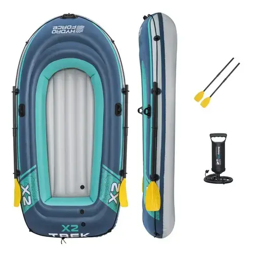 Barca gonflabila Bestway Hydro-Force Trek X2, greutate maxim suportata 250kg, 232 x 118 x 37 cm, 1 pereche de vasle, Albastru