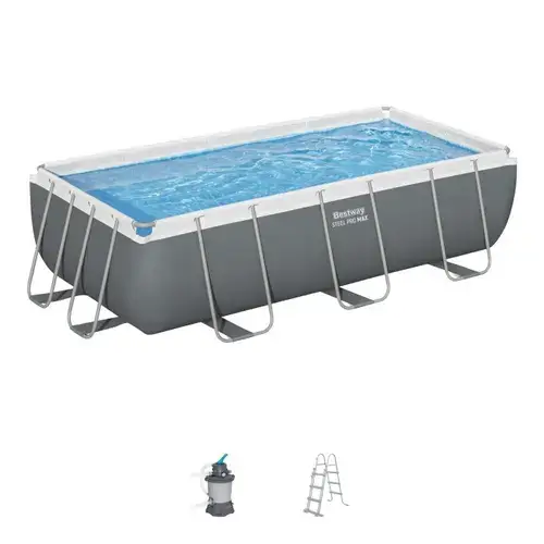 Piscina dreptunghiulara Bestway Steel Pro MAX, sistem de filtrare cu nisip si scara, cadru metalic, 404 x 201 x 100 cm