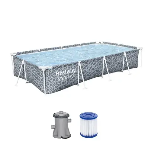Piscina dreptunghiulara Bestway Steel Pro Frame, cu cadru metalic si pompa, 366 x 201 x 66 cm, 4000 l